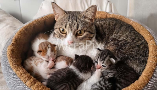 cat-nestled-with-kittens