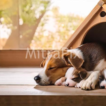 dog-house-with-newborn-puppies