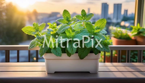 fresh-mint-plant-growing-in-a-stylish-balcony-container