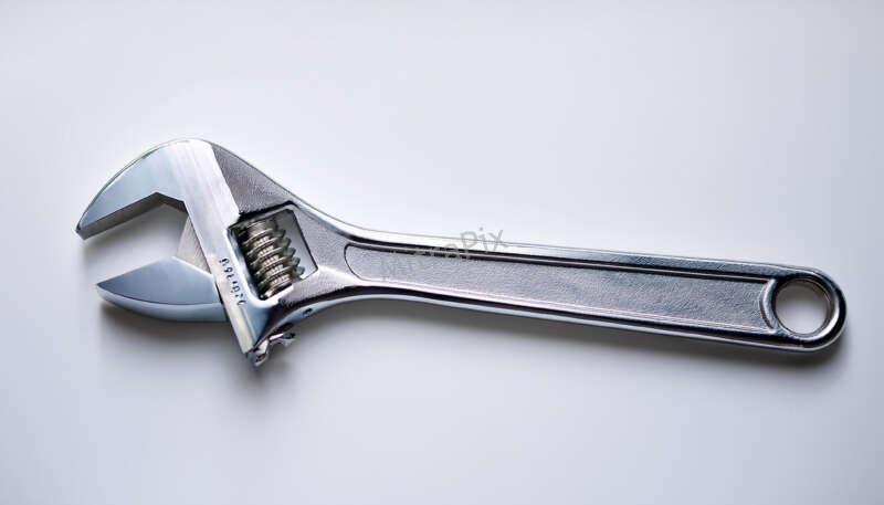 Adjustable Wrench on White