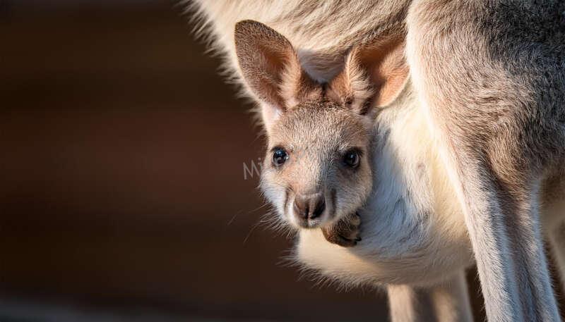 Adorable Baby Kangaroo in Pouch