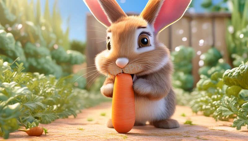 Bunny Eating a Giant Carrot