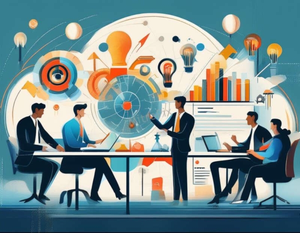 business concepts like teamwork, innovation, and growth
