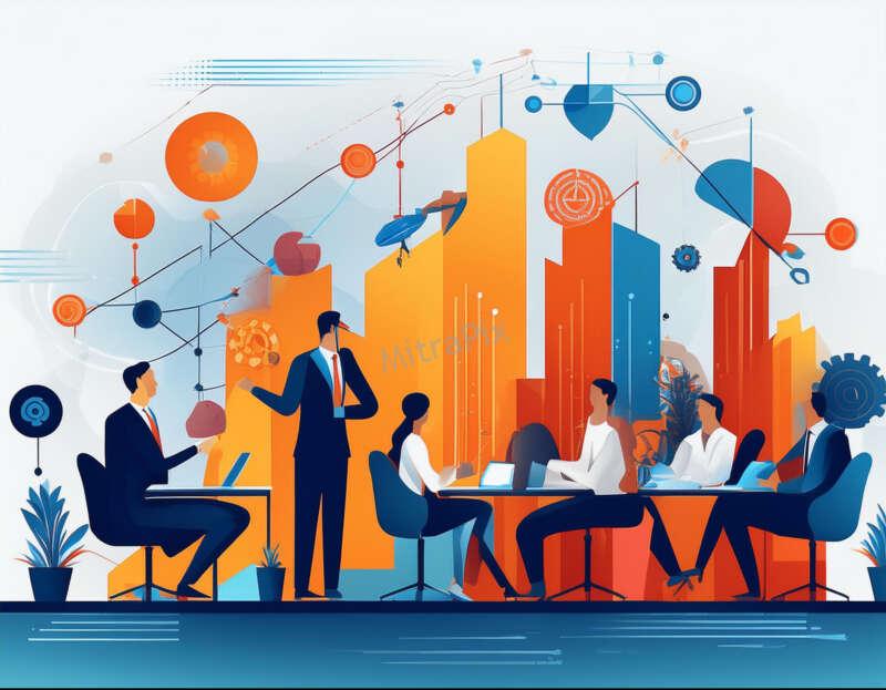 business concepts like teamwork, innovation, and growth