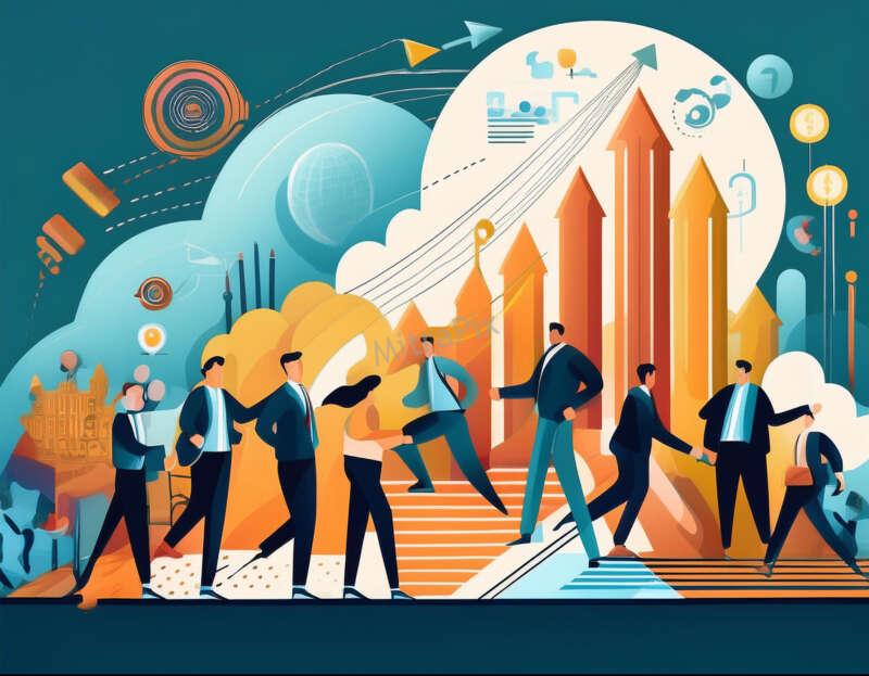 business concepts like teamwork, innovation, and growth