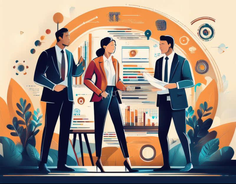 business concepts like teamwork, innovation, and growth