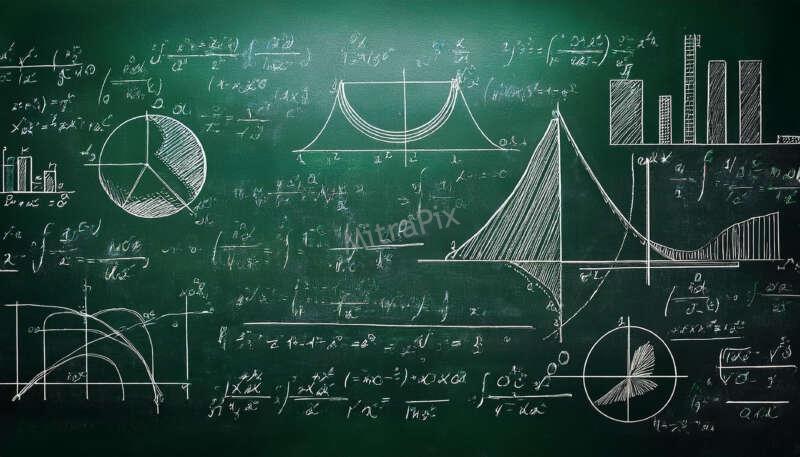Chalkboard with Equations on Green