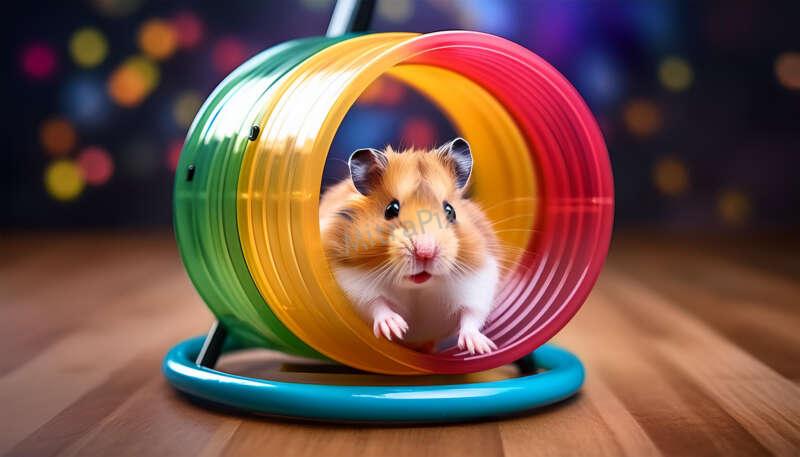 Chubby Hamster in a Wheel
