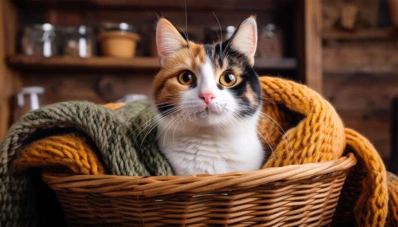 Cuddly Calico in a Basket