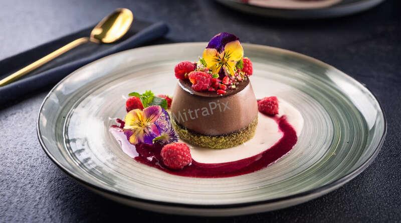 Elegant Vegan Dessert Plated with Fresh Ingredients