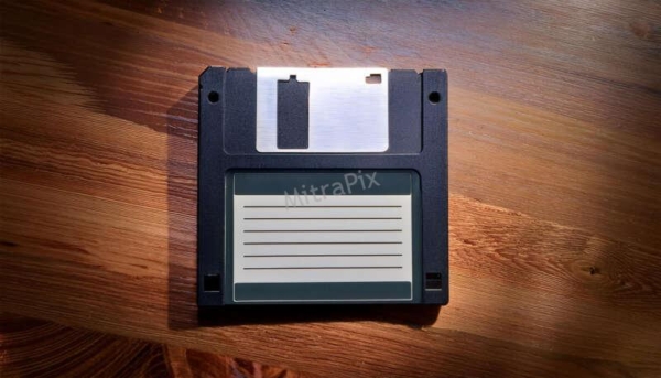 Floppy Disk on a Wooden Desk